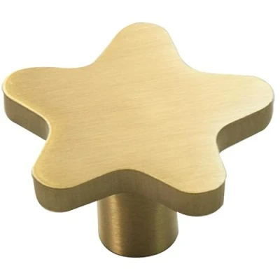 Image of Decorative Brass Kitchen Cabinet Knobs Gold Star Drawer Dresser Knob Pulls Furniture Cupboard Handles Modern (4)