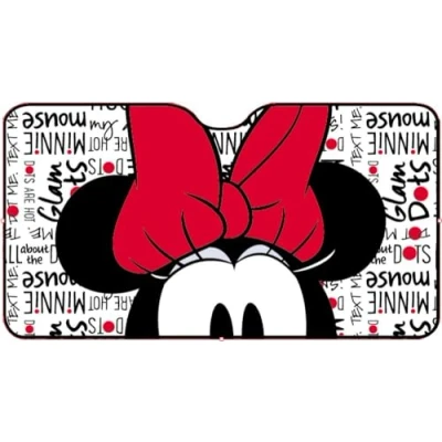 Image of Disney Minnie Sunshade, 130x70cm, Polyester, Roll Up, Passenger Car, Mouse, Girls Cartoons, Front Windscreen Sunshade with Exclusive Graphics