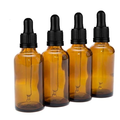 Image of Aura 50ml Amber Glass Bottles with Pipettes Pack of 4