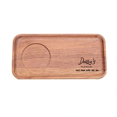 Image of Personalised Rectangular Serving Tray Tea and Biscuits Wooden Board for Coffee Cake Breakfast