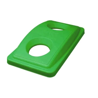 Image of Chabrias Ltd Slim Bin Lids UK Made Colour Coded Recycling for Slimline Bins Durable, Easy Fit Waste Segregation Management Systems (Green Mixed Glass 2 Hole)