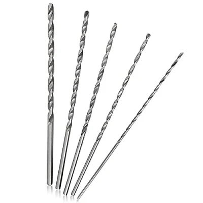 Image of Long Drill Bits Wood, 5 Pcs Extra HSS Metal Twist Set 150mm High Speed Spiral Steel Bit for Wood and Plastic (2 5mm)
