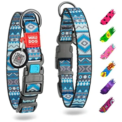 Image of Nylon Dog Collar Adjustable for Large Dogs, Small &amp; Medium Dogs Breakaway Puppy Collars Breed Boy Girl with Durable Plastic Buckle and QR Tag