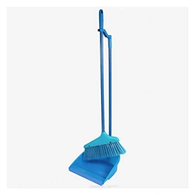 Image of Dustpan and Brush Long Handled Set Making Cleaning an Easier Chore 2 Piece for Sweeping Home Office by Karrma Ltd (Blue)