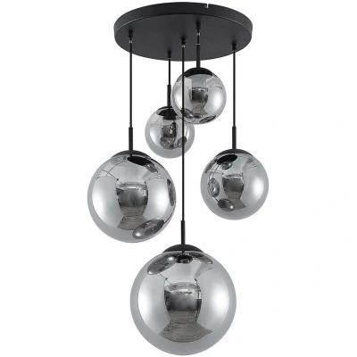 Image of Lindby Teeja Hanging Light - 5 Glass Globes - Grey