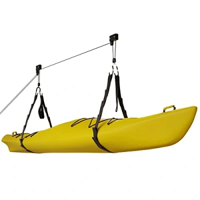 Image of RAD Sportz Kayak Hoist Quality Garage Storage Canoe Lift with 125 lb Capacity Even Works as Ladder Premium Quality,Black