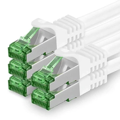 Image of 1aTTack.de Cat.7 ethernet cable 0,5m white 5 pieces Cat7 lan network 10GBASE T 10000 Mbps (Sftp Pimf) double shielded patchcable RJ45 plug Cat.6a