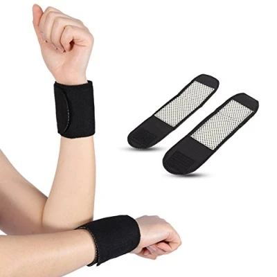 Image of 2 Pack Self Heating Magnetic Wrist Brace, adhesive Support Straps, Massage Therapy Brace for Arthritis Tendonitis, Pain Relief Wear