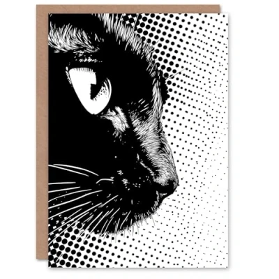 Image of Artery8 Birthday Card Black and White Pop Art Cat Comic Animal Lover For Him Her Man Woman Girl Boy Wife Husband Greeting