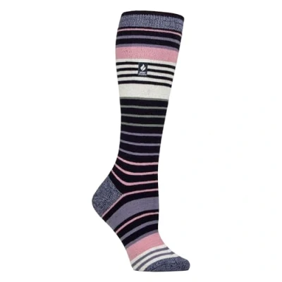 Image of HEAT HOLDERS LITE Ladies Thermal Ultra Thin Funky Ski Socks Knee High Length with Padded Heel &amp; Toe (UK, Numeric, 4, 8, Regular, Navy/Lilac)