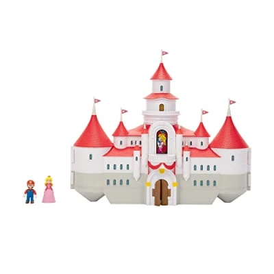 Image of THE Super Mario BROS. MOVIE Mushroom Kingdom Castle Playset with Mini 1.25 and Princess Peach Figures for Fans Aged 3+