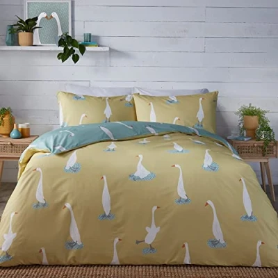 Image of Fusion Honk Ducks Duvet Cover Single Bedding Size (140 x 200cm) Reversible Design (2 Colours) Easy Care &amp; Washable Funny Duck/Goose Don&#039;t Mess With Duck Gifts