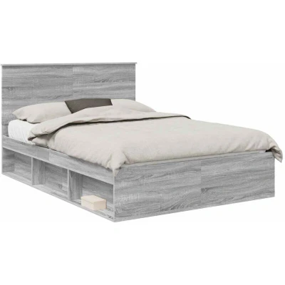 Image of vidaXL Bed Frame with Drawer Grey Sonoma 150 x 200 cm Solid Pine Wood