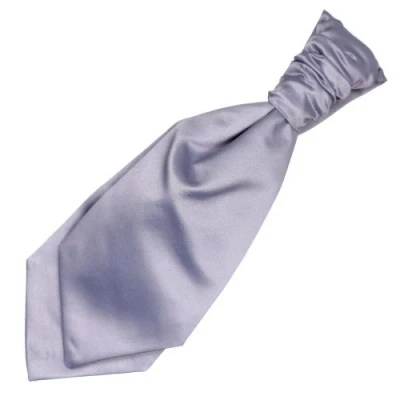 Image of The Scotland Kilt Company Boys Wedding Ruche Cravat Scrunch Neck Tie Necktie Silver