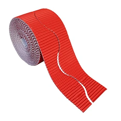 Image of Bright Ideas Corrugated Border Roll for School Displays, Red, 10cm x 7.5m. BI7885.