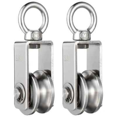 Image of Pulley with 2 Ball Bearings, Rope Fitness Stainless Steel 304 for Ropes, Cable, Load Capacity 250 kg…