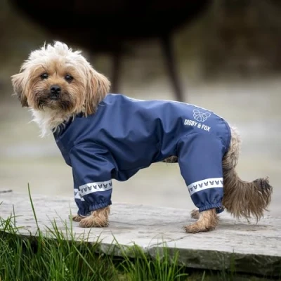 Image of Shires Digby &amp; Fox Cover All Dog Coat Navy Blue Medium