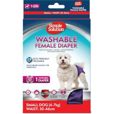 Image of Simple Solution Washable Re usable Female Dog Diapers, Absorbent with Leak Proof Fit for Excitable Urination or Incontinence 1 x Small Diaper
