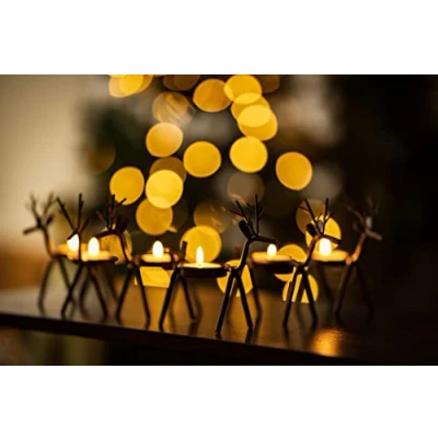 Image of Marco Paul Interiors set of 6 Reindeer Tealight Holders Christmas Decorations Tea Light Candle Xmas Home Decor Living Room Accessories Candles Holder