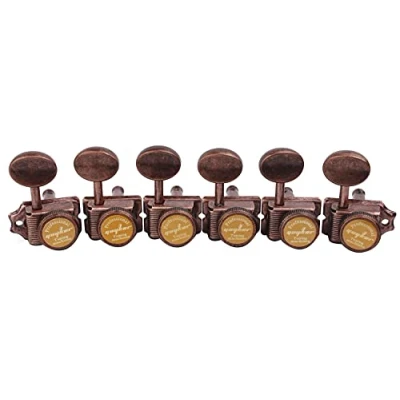 Image of Guyker Vintage Guitar Lock String Tuners (6 for Right Handed) Locking Tuning Key Pegs Machine Heads Replacement Parts ST TL Style Electric, Folk or Acoustic Guitars Antique Bronze