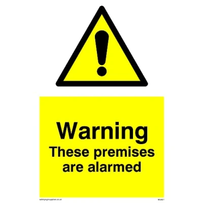 Image of Pack of five Warning These Premises Are Alarmed Sign 100x150mm A6P