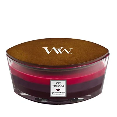 Image of WoodWick Ellipse Trilogy Scented Candle Sun Ripened Berries with Crackling Wick Burn Time: Up to 50 Hours