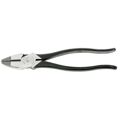Image of Klein Tools 213 9NE High Leverage Side Cutting Pliers with Knurled Jaws, Made in USA, Handle Tempering and Induction Hardened Knives