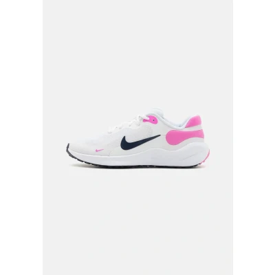 Image of Nike Performance Revolution 7 Competition running shoes for kids, Size: 3.5, White/midnight navy/playful pink Textile/synthetics