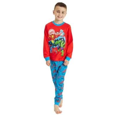 Image of Boys Marvel Personalised Pyjamas Spiderman Hulk Iron Man Nightwear (Marvel, 4 5 Years)