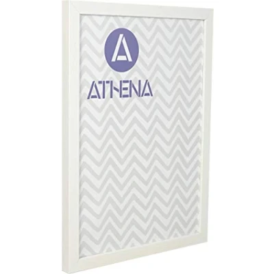 Image of Athena White Woodgrain Thin Block Premium Wood Picture Frame 35 x 50cm 50 cm Photo 35x50 with Clear Styrene Sheet &amp; Wall Mounted Hook