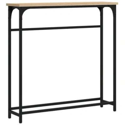 Image of vidaXL Sonoma Oak Console Table Rectangular Industrial Style Hallway Sofa with Adjustable Feet, Engineered Wood and Metal Frame, Brown