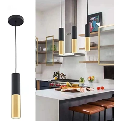 Image of Hobaca® GU10 Dia 6CM L30CM Black Gold LED Pendent Light Spotlights Mini Island Pendant Lighting for Kitchen Dinning Room,Bedroom,Bar, Matte Ceiling Hanging Fixtures
