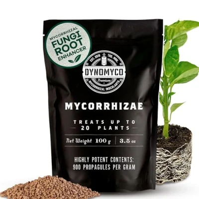 Image of DYNOMYCO Mycorrhizal Inoculant Plant Growth &amp; Root Treatment Concentrated Mycorrhiza Formula Boosts Nutrient Mycorrhizae Food for Resilience, Strength Fertilizer (100g / 3.5oz)