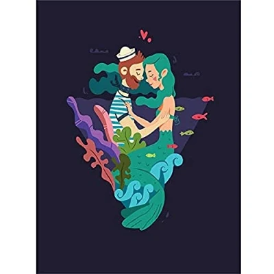 Image of Wee Blue Coo Nautical Love Mermaid Sailor Canvas Wall Art Print