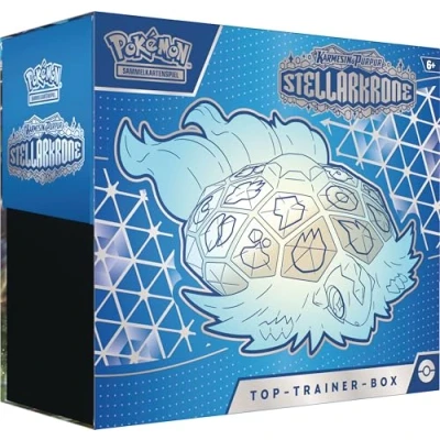 Image of Pokémon Trading Card Game: Top Trainer Box Crimson &amp; Purple Stellar Crown (1 Full Screen Promo Card, 9 Booster Packs Premium Accessories)