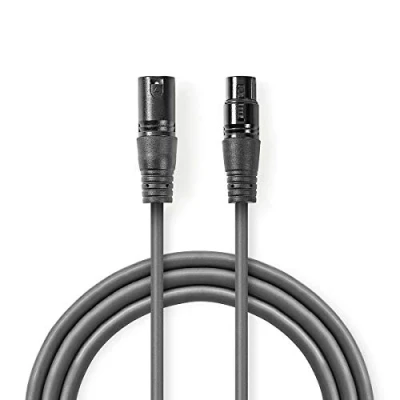 Image of Nedis COTH15012GY15 DMX Adapter Cable XLR 3 Pin Male Female Nickel Plated 1.50 m Round PVC Dark Grey Carton Sleeve