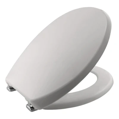 Image of BEMIS Buxton Ultra Fix Thermoplastic Whisper Grey Toilet Seat. Non Slip Seat with Adjustable Chrome Hinges. Plastic Seat, Universal Easy to Clean &amp; Quick Installation,