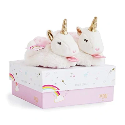 Image of Baby Girl Slippers With Rattle Cherry Rabbit 0/6 Months White and Pink DC2702