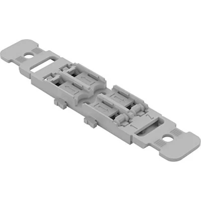 Image of WAGO Mounting carrier with strain relief; 2 way; for inline splicing connector lever; screw mounting; gray, 221 2502 (5 pcs)