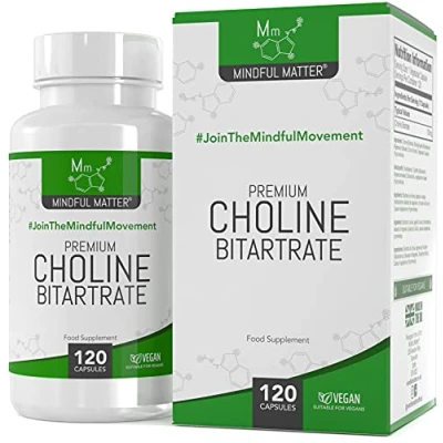 Image of MM Choline 120 High Strength Vegan Supplement Capsules 700mg Bitartrate per Serving Non GMO, Gluten &amp; Allergen Free Manufactured in The UK