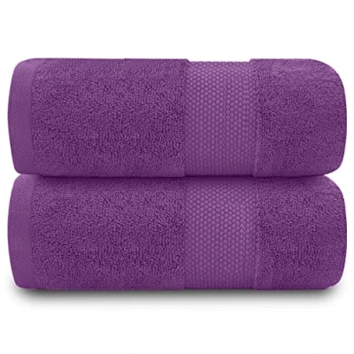 Image of GC GAVENO CAVAILIA 700 GSM Bath Sheets Set of 2, 100% Cotton Sheet For Bathroom Spa, 90 x 140 Cm Towels Extra Large, Fast Absorbent &amp; Lightweight Set, Purple