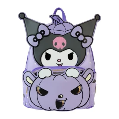 Image of Loungefly Backpacks Sanrio Kuromi Pumpkin Mini Backpack Purple