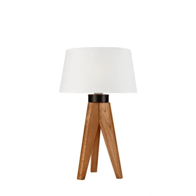 Image of Aida Table Lamp With Fabric Shade Oak Rustic, 1x E27
