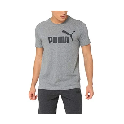Image of PUMA Men&#039;s Ess Logo T Shirt, Mens, 851740_03, Medium Grey Heather, S