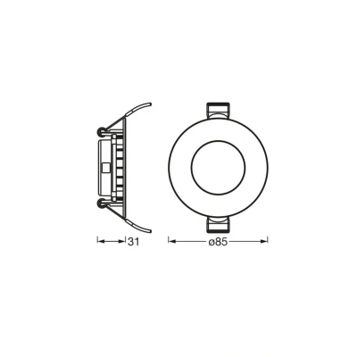 Image of OSRAM Downlight Slim 85 mm, LED Recessed Light, 4.5 W, Cool White 6500 K, 240 Lumens, Flat Design, IP20, Easy Installation for Living Rooms and Kitchens
