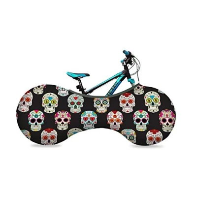 Image of Velo Sock Unisex bike cover with skulls, one size, (Ronyblack)