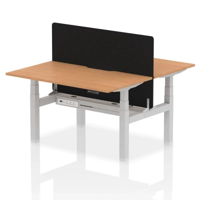 Image of Air B2B 1400x800 Adjustable 2P Bench Desk Scallop Oak/Silver + Screen