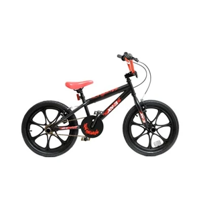 Image of XN BMX 18&quot; 7 Spoke MAG Wheel Freestyle Bike Gyro Stunt Pegs Kids Boys Girls (Black/Red)