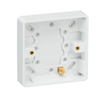 Image of Knightsbridge CU1600 CU Curved Edge Double Pattress Box with Earth Terminal and Cable Strain Relief, White, 16mm deep