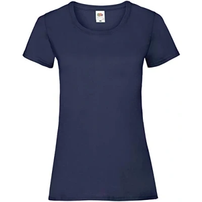 Image of FRUIT OF THE LOOM Women&#039;s Valueweight Short Sleeve T Shirt, Navy, XS UK